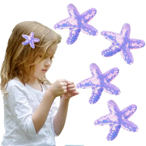 Miniatura 8 de Pinzas para el pelo de estrellas de mar, pinzas para el cabello con lentejuelas rosas, pinzas para el pelo de cocodrilo, pasadores con purpurina