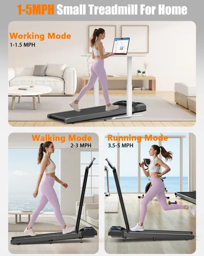Miniatura 3 de HCOIW Alfombrilla de caminata con inclinación - Cinta de correr portátil para debajo del escritorio, alfombrilla de caminata con asa, 2.5HP de bajo