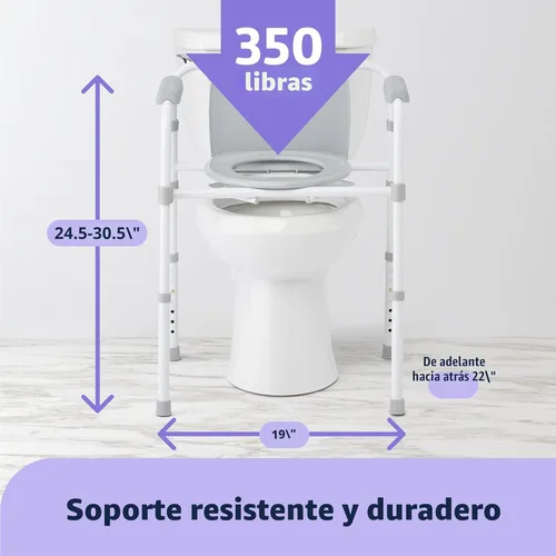 Miniatura 4 de Medline 3 en 1 mesita de noche de acero, asiento estándar, marco plegable resistente, cubo de 7.5 QT, capacidad de peso de 350 lb, asiento con clip