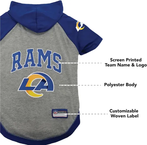 Miniatura 6 de NFL sudadera con capucha tee para perros y gatos. Fútbol perro sudadera con capucha playera disponible en todos los equipos de 32 NFL. cuttest