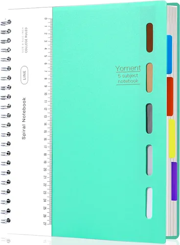 Miniatura 10 de Yoment Cuaderno de espiral de 5 materias encuadernado en espiral con rayas anchas de 7 x 8.5 pulgadas, cuaderno de espiral de tapa dura