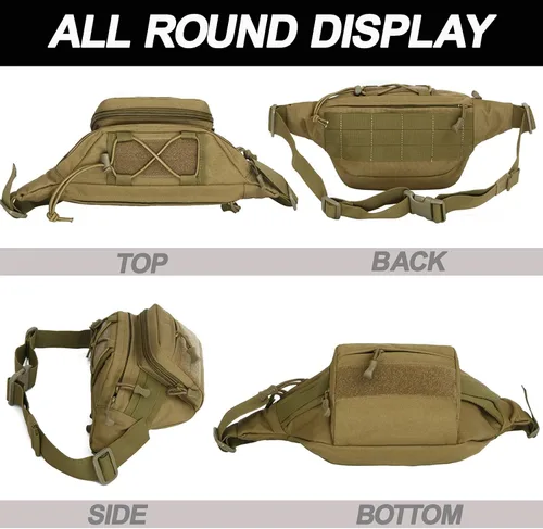 Miniatura 5 de Riñonera táctica, bolsa de cintura militar con cinturón de cadera, bolsas de utilidad para senderismo, escalada, pesca al aire libre con parche de 1