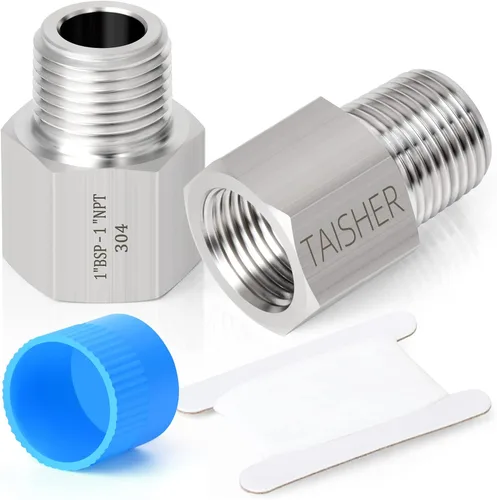 TAISHER 2 piezas de forja de acero inoxidable 304, adaptador reductor, 1 pulgada NPT macho x 1 pulgada G rosca (BSP) hembra