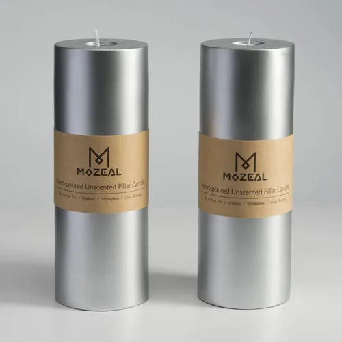 Miniatura 107 de MOZEAL Velas grandes sin perfume vertidas a mano de 3 x 8 pulgadas, sin humo, juego de 2, combustión lenta, sin goteo, aproximadamente 150 horas