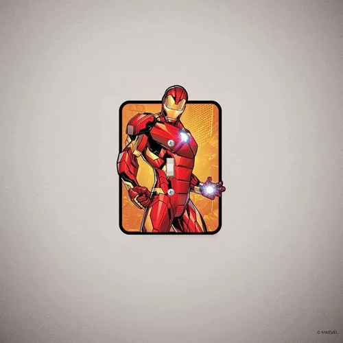 Miniatura 5 de Marvel Iron Man - Placa de interruptor de luz de metal en relieve, decoración de placa de interruptor de Iron Man para dormitorio o cueva de hombre