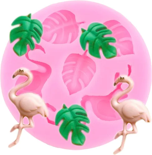 Miniatura 6 de ZiXiang Molde de silicona de hojas tropicales de flamenco, helecho, hojas de Monstera, moldes de fondant para decoración de cupcakes, decoración