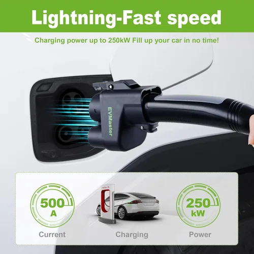 Miniatura 2 de Adaptador de carga NACS a CCS1 EV – Carga rápida de 500A/1000 V CC para Tesla, Rivian, Ford, GM – Convertidor NACS a CCS1 para supercargador Tesla
