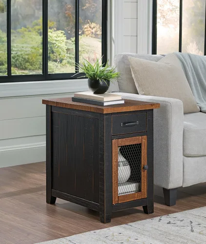 Miniatura 12 de Martin Svensson Home Mesa de silla - Negro antiguo y miel - Estilo rústico - con un cajón y armario para almacenamiento