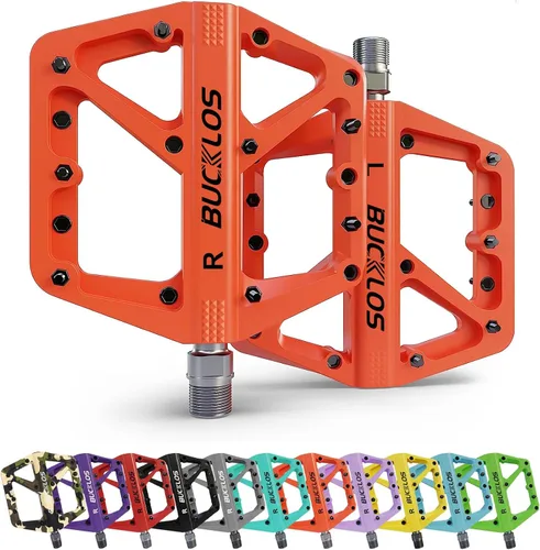 Miniatura 10 de BUCKLOS Pedales de Bicicleta de Montaña MTB Pedales Planos, Bicicleta de Carretera para Adultos Plataforma Grande Pedal Antideslizante de Nylon
