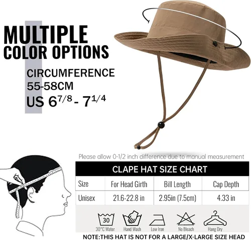 Miniatura 5 de CLAPE Sombrero de pescador para exteriores, impermeable, UPF 50+, ala Boonie para mujeres y hombres, ligero para senderismo, safari, sombrero