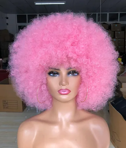 ANNISOUL Pelucas afro para mujeres negras, peluca corta y rizada afro de los años 70, pelucas voluminosas enormes esponjosas, sintéticas de primera