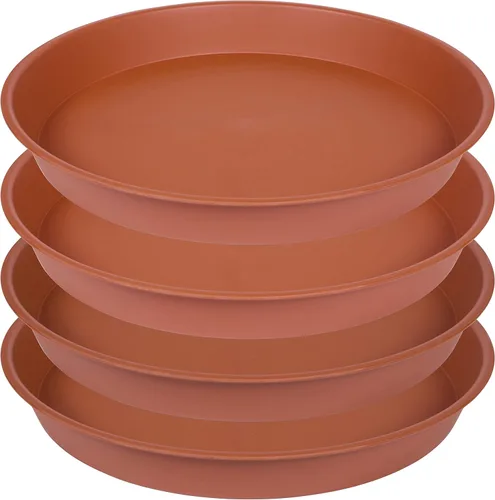 Paquete de 4 de 18 platillos para plantas de 19 pulgadas, platillo profundo y resistente de plástico de 18" de diámetro redondo, bandeja para