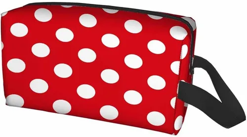 Miniatura 3 de Bolsa de maquillaje Bolsa de cosméticos de viaje, bolsa de maquillaje portátil versátil con cremallera para mujeres, Estampado de puntos