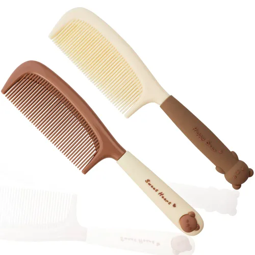 TCOTBE Paquete de 2 peines desenredantes para mujer, mango de peinado bonito, aderezo de dientes finos y peine de corte de pelo para cabello húmedo