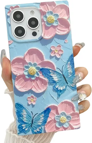 Miniatura 12 de Funda de silicona suave compatible con iPhone 17 de 6.3 pulgadas, funda protectora de silicona suave para mujer (mariposa azul)