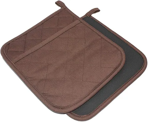 Miniatura 12 de Juego de 2 almohadillas de algodón y neopreno para horno con bolsillo de 8 x 8.5 pulgadas, juego de almohadillas calientes de doble función