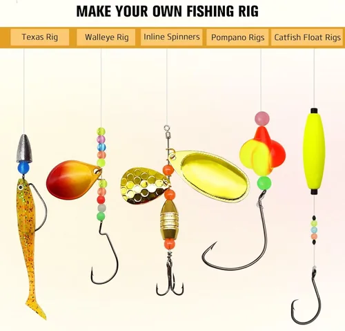 Miniatura 3 de Dovesun Cuentas de pesca que brillan en la oscuridad, cuentas de pesca para agua salada, 1035 unids/600 piezas/250 piezas/120 cuentas coloridas