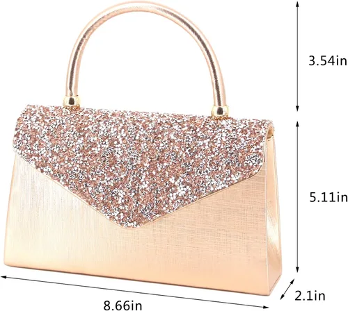Miniatura 6 de Naimo Bolso de mano de noche de cristal brillante, bolso cruzado con asa superior, bolso de hombro para boda, fiesta, novia