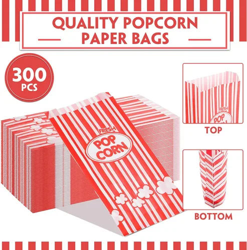 Miniatura 7 de Potchen 300 bolsas de palomitas de maíz, bolsas de papel a granel, bolsas de palomitas de maíz, bolsas de palomitas de maíz, contenedor desechable