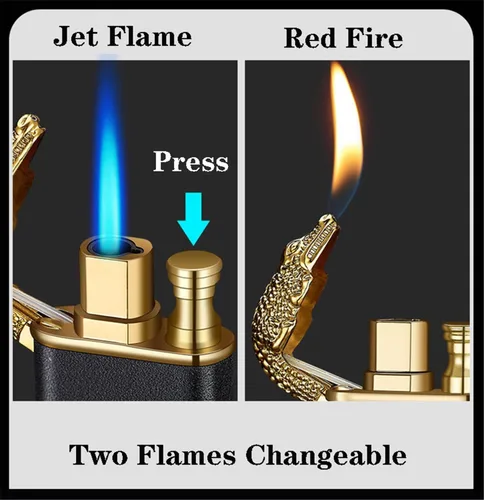 Miniatura 5 de Encendedor mágico de cocodrilo de doble llama, encendedor de doble arco recargable, encendedor de arco para exteriores, impermeable, resistente al
