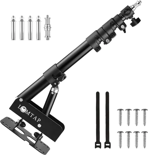LOMTAP Soporte de anillo de luz de montaje en pared ajustable de 45.7" Brazo de pluma para iluminación de fotografía Estudio, Montaje en pared de