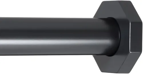 Ivilon Barra de cortina de tensión, barra de tensión de resorte hexagonal para ventanas o ducha, de 16 a 24 pulgadas, color negro