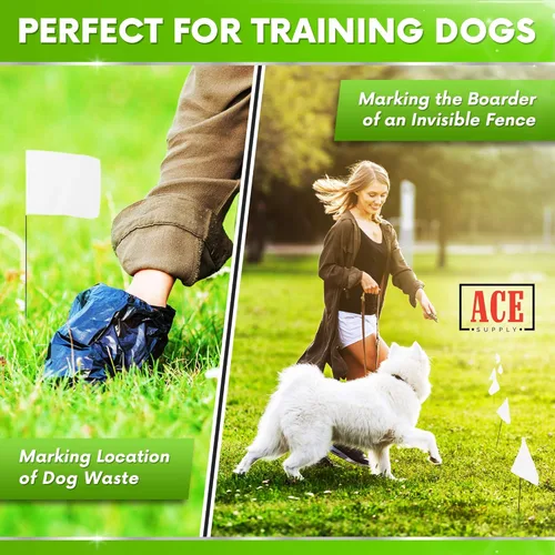 Miniatura 3 de Banderas blancas para marcar el patio, banderas invisibles de 4 x 5 x 15 pulgadas para perros, paquete de 100 unidades, marcador de entrenamiento