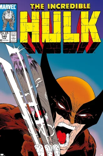 Marvel Comics X-Men - Póster de pared de Wolverine Incredible Hulk #340, 34 pulgadas de largo x 22.4 pulgadas de ancho, versión premium sin marco