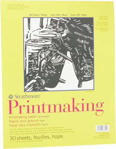 Strathmore Serie 300 - Bloc de papel para grabado, encuadernado con pegamento, 11x14 pulgadas, 30 hojas (120g) - Papel para artistas para adultos y
