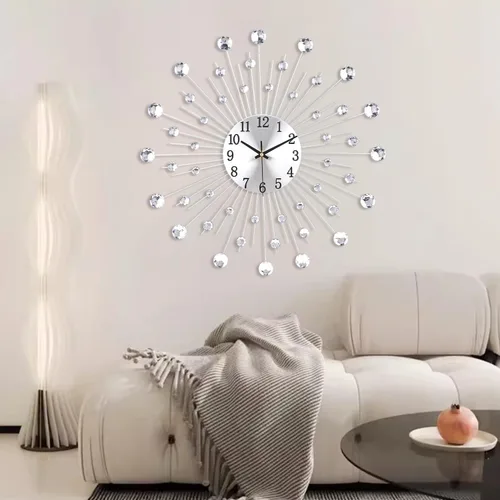 Miniatura 5 de Reloj de pared grande para sala de estar, relojes de pared modernos silenciosos que funcionan con batería, relojes decorativos sin tictac