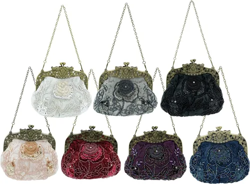 Miniatura 4 de Ro Rox Margeret - Bolso de mano vintage con cuentas florales y diamantes brillantes