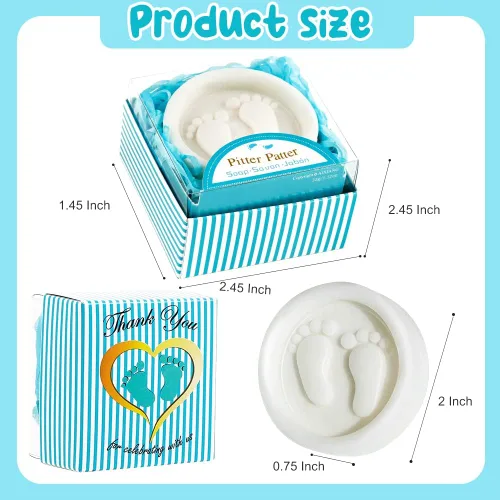 Miniatura 2 de AIXIANG Jabones para baby shower, hechos a mano, color azul, regalo para pies de bebé, para revelación de género, regalos y decoraciones de baby