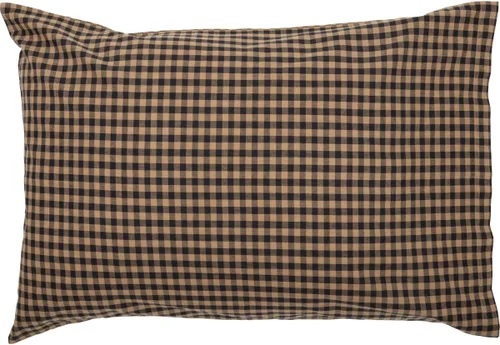 Miniatura 6 de VHC Brands Funda de almohada estándar con apliques de algodón primitivo de algodón a cuadros negros