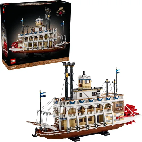 LEGO Ideas River Steamboat - Juego de construcción de barcos de vapor, decoración de habitación para hombres y mujeres, kit de construcción de