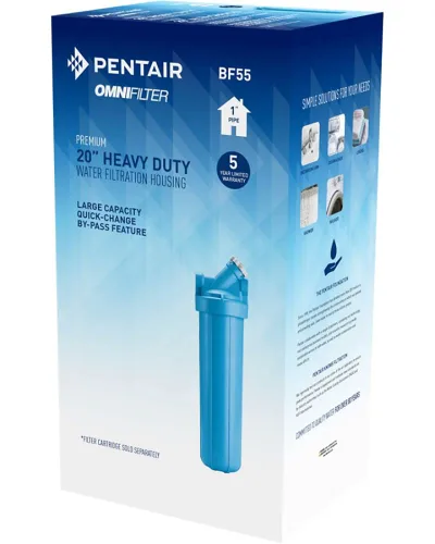 Miniatura 2 de Pentair OMNIFilter BF55 - Carcasa para filtro, carcasa de filtración de agua azul grande de alta calidad de 20 pulgadas para toda la casa con bypass