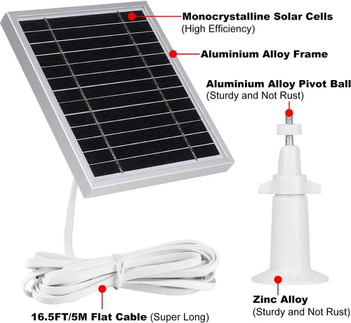 Miniatura 5 de UYODM Paquete de 3 cargadores de panel solar compatibles con Arlo Essential Spotlight/XL solamente, cable de carga de alimentación de 16.5 pies