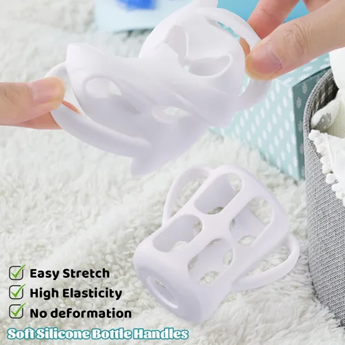 Miniatura 6 de Paquete de 3 asas de biberón para biberones Philips Avent naturales, soporte para biberones con asas de fácil agarre Blanco