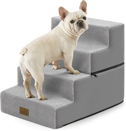 Miniatura 12 de COZY KISS Escaleras para perros pequeños, escaleras extraíbles de 4 niveles para sofá y cama, escalones para perros de 17.7 pulgadas de alto