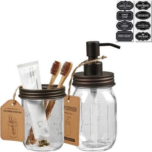 Miniatura 10 de SheeChung Accesorios de baño, soporte para cepillo de dientes, dispensador de jabón espumoso, decoración de baño, juego de accesorios de baño, Set