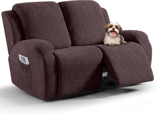 Miniatura 27 de VANSOFY Fundas para sillas reclinables, 4 piezas, elásticas, de tela jacquard, suave funda para silla reclinable, protector de muebles con parte