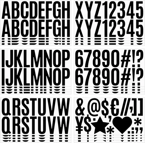 Juego de 400 calcomanías de letras negras, 24 hojas grandes de 2.5 pulgadas, autoadhesivas, kit de alfabeto, impermeable, para tablones de anuncios,