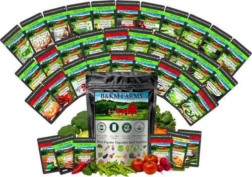Miniatura 10 de B&KM Farms Más de 30,000 semillas de supervivencia Kit de suministro para más de 5 años. 50 semillas de frutas y verduras sin OMG para plantar un