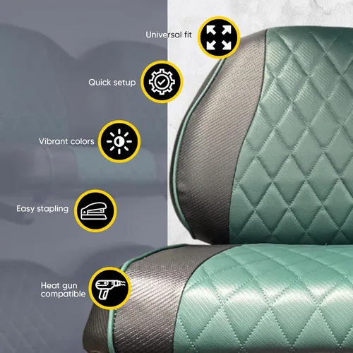 Miniatura 5 de Club CAR Precedent - Fundas de asiento delantero para carrito de golf, costuras de diamante (negro/verde oscuro)