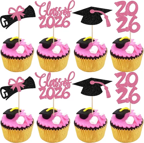 Miniatura 34 de 1 pieza de decoración para pastel de clase 2025 con purpurina, tapa de graduación 2025, decoración de pastel de felicitaciones para 2025, decoración