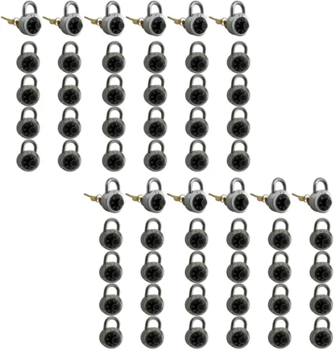Miniatura 9 de Candado de combinación con llave, paquete de 10 con 4 llaves iguales, cerradura de combinación para casillero de herramientas, casillero de escuela