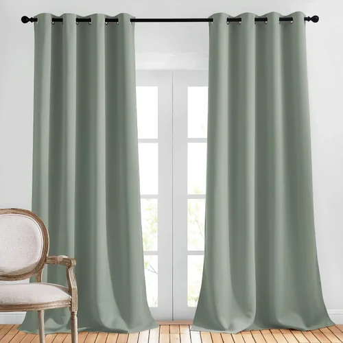 NICETOWN - Cortinas para dormitorio de 95 pulgadas de largo con ojales en la parte superior, aisladas térmicamente, ahorro de energía, reducción de