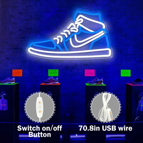 Miniatura 4 de Letrero de Neón de Zapatilla Deportiva, Letreros de Neón de Zapatos Deportivos para Pared, Luces LED de Neón Regulables para Niños, Dormitorio