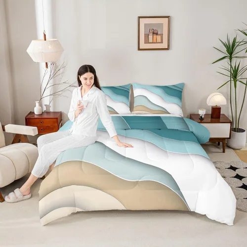 Miniatura 45 de Castle Fairy Juego de edredón con diseño de gato lindo para niños, tamaño twin, juego de ropa de cama con hojas de flores, luna, noche y cielo