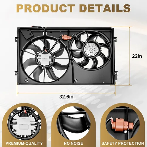 Miniatura 7 de Ensamble de ventilador de enfriamiento de radiador PartsFlow para Volkswagen Beetle/Passat 2012-2013 para Volkswagen Golf 2010-2013 para Volkswagen