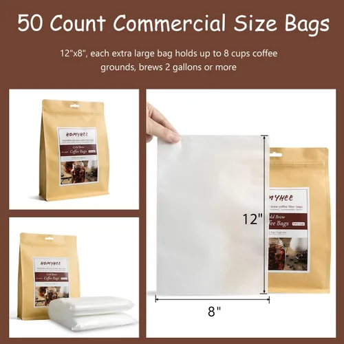 Miniatura 3 de Filtros desechables para café de preparación en frío – 50 paquetes de calcetines de filtro de un solo uso, bolsas de infusión de malla fina